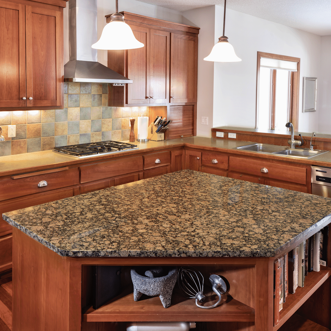 'Before and After' images of Cambria Delgatie quartz countertop transformation