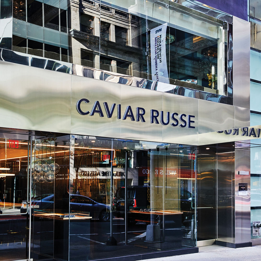 an exterior shot of the Caviar Rusee restauraunt.