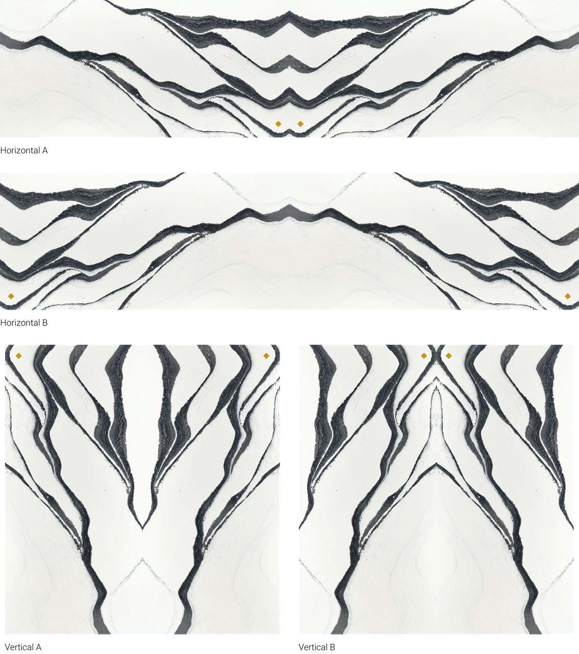 Demonstration of various bookmatching layouts using Bentley quartz