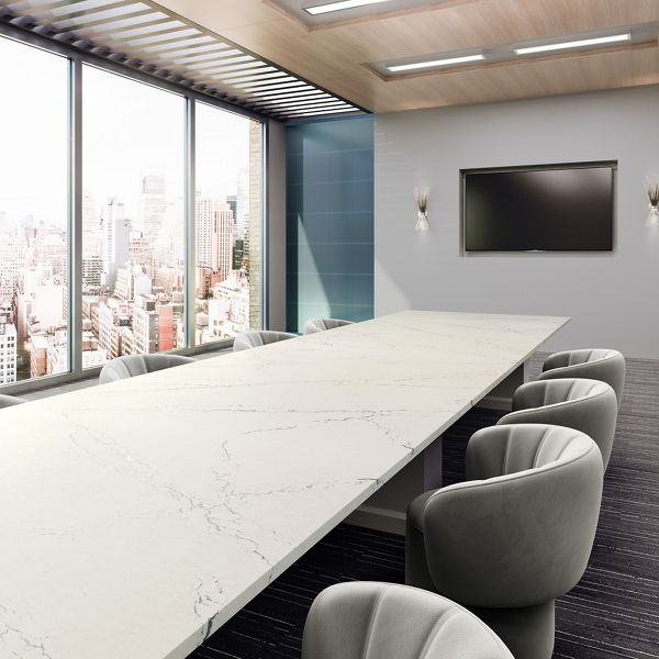 Cambria Berkshire Steel Sculpted table in office conference room
