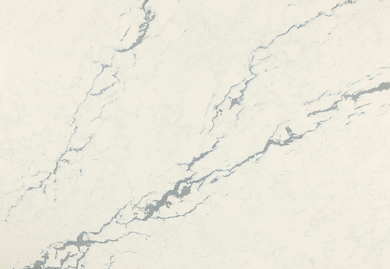 Detailed view of Cambria Berkshire Steel Sculpted™ quartz countertop design