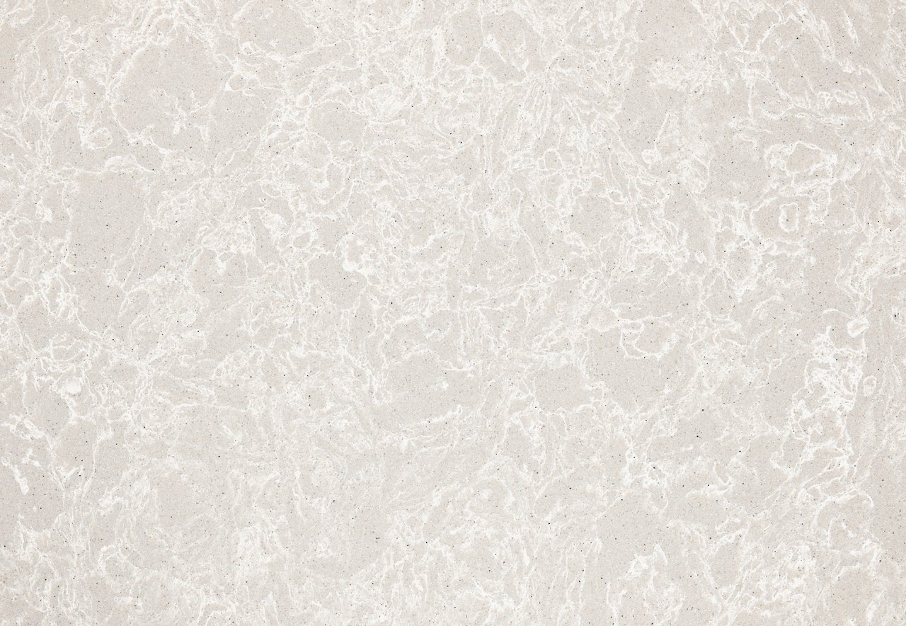 Detailed view of Cambria Big Sur Mist™ quartz countertop design