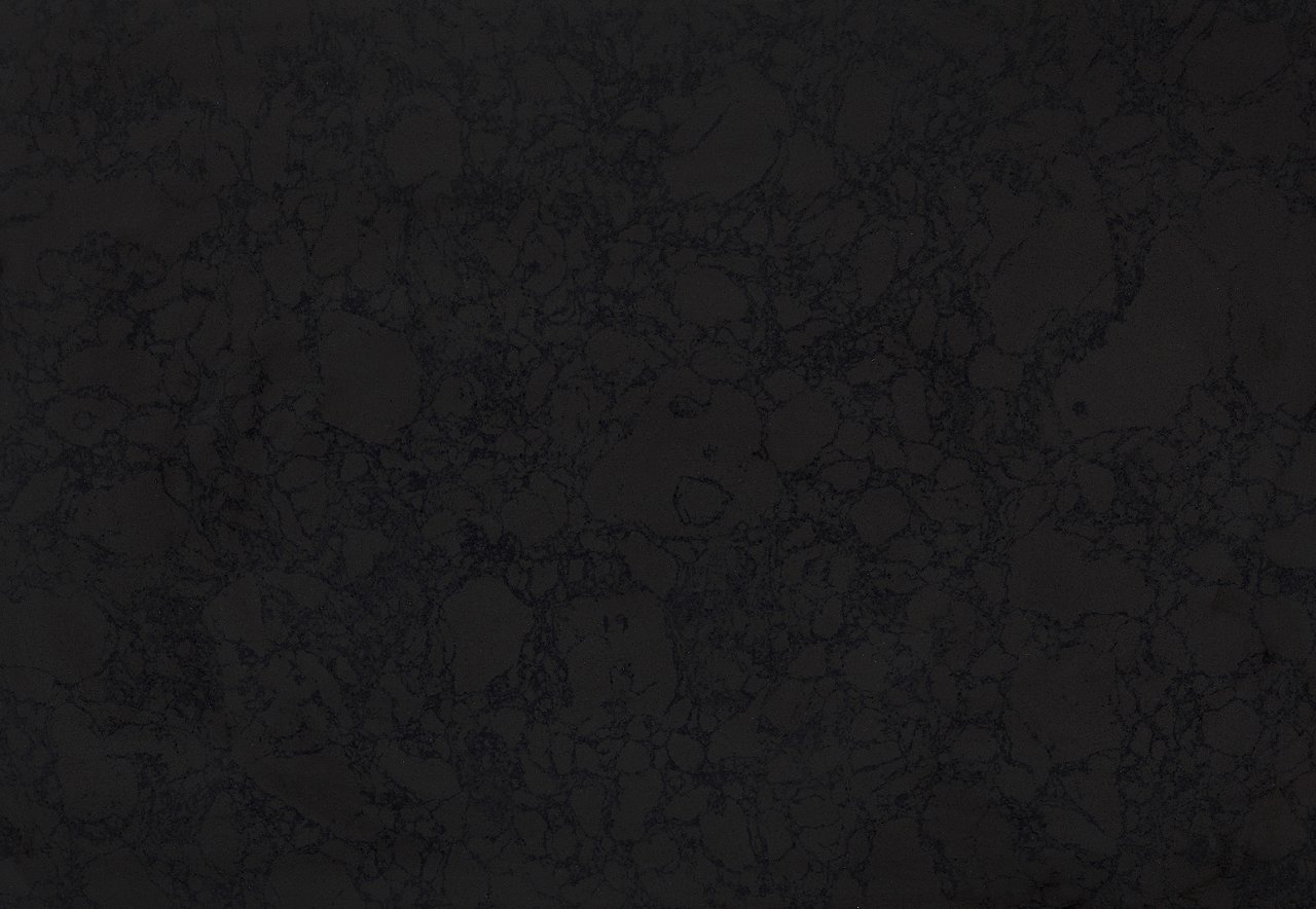 Detailed view of Cambria Black Rock quartz countertop