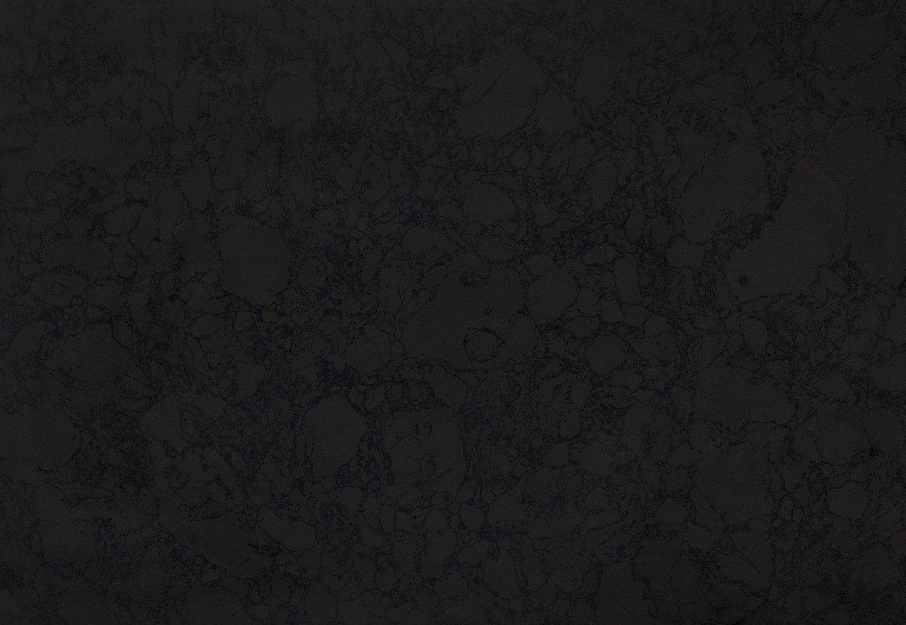 Detailed view of Cambria Black Rock quartz countertop