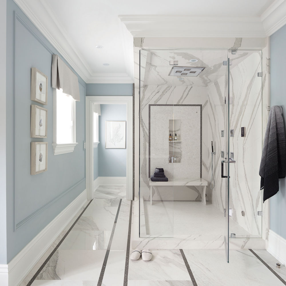 Cambria Brittanicca quartz bathroom shower walls