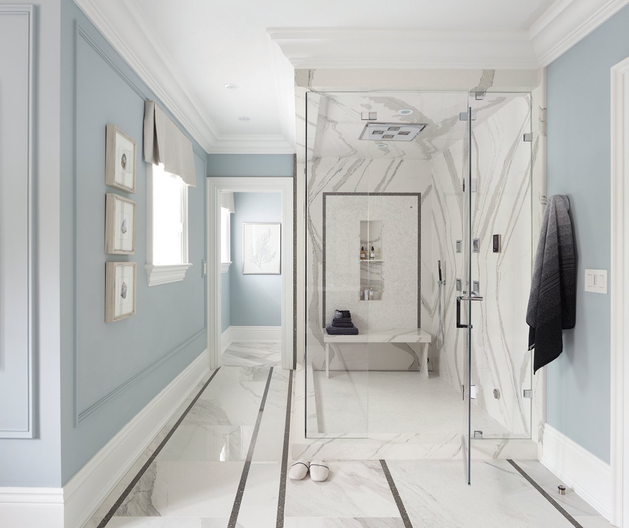 Cambria Brittanicca quartz bathroom shower walls