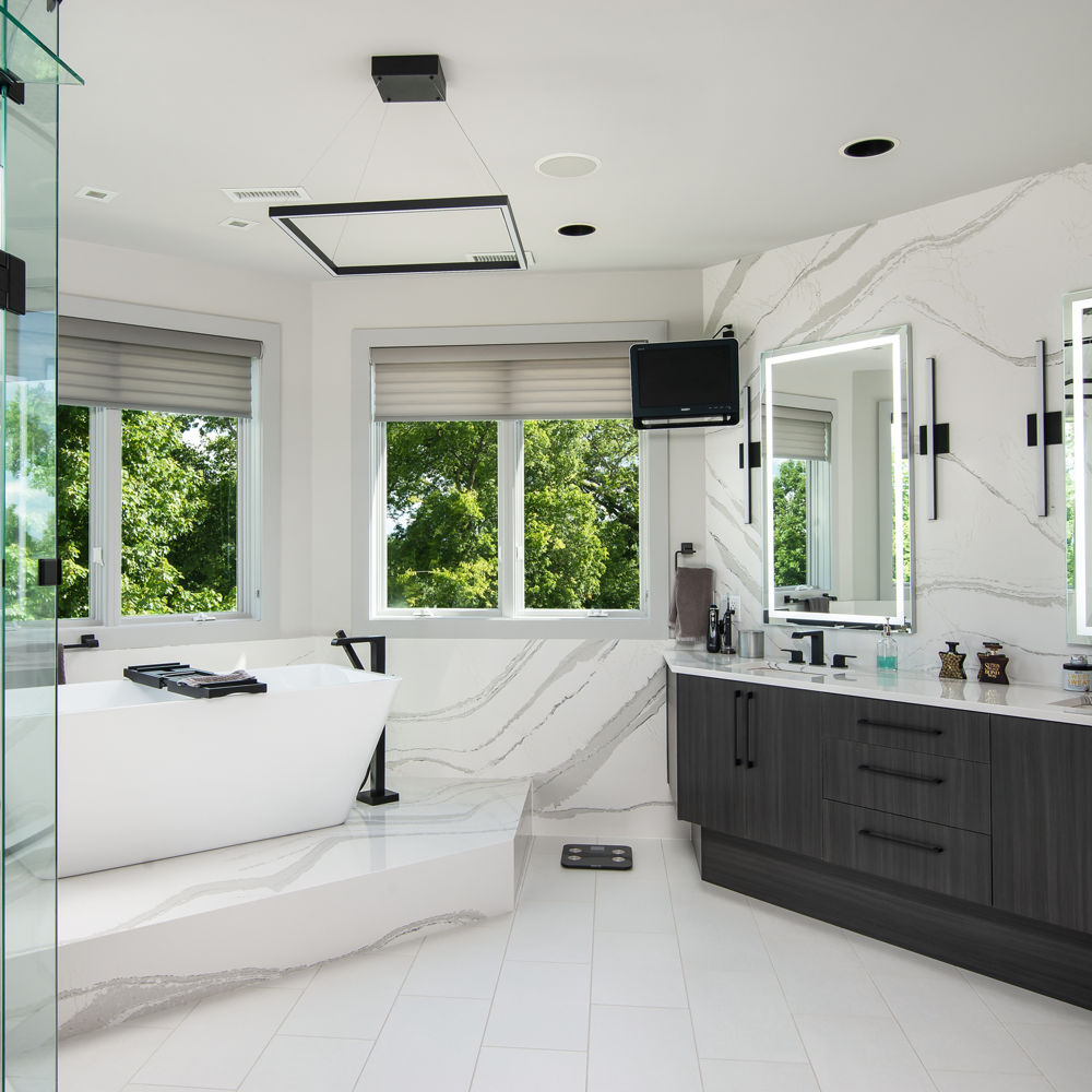 Cambria Brittanicca quartz bathroom walls
