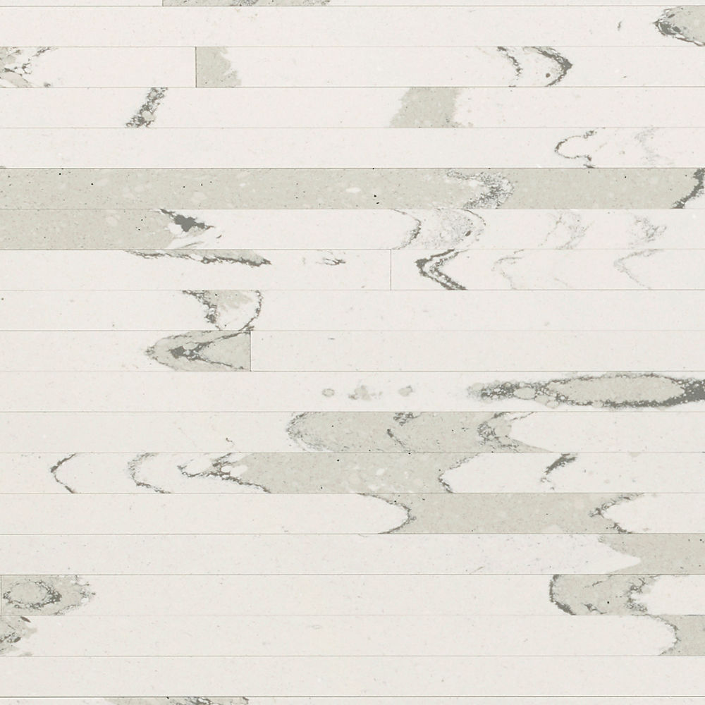 Detailed view of Cambria Brittanicca Block™ quartz countertop design