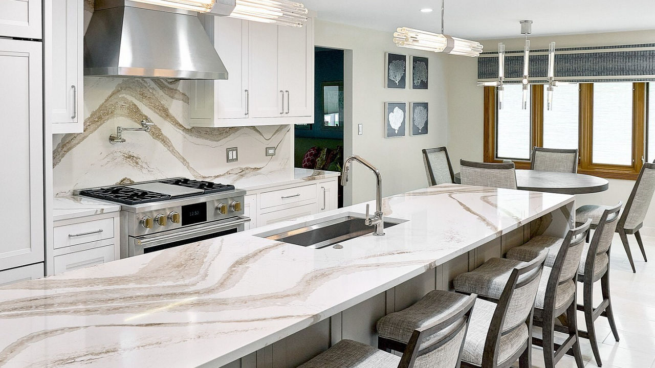 Kitchen featuring Brittanicca Gold Cool countertops