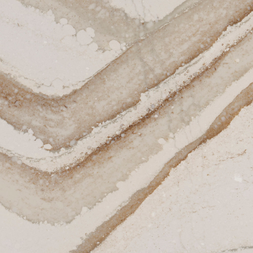 Detailed view of Cambria Brittanicca Gold Warm™ quartz countertop design