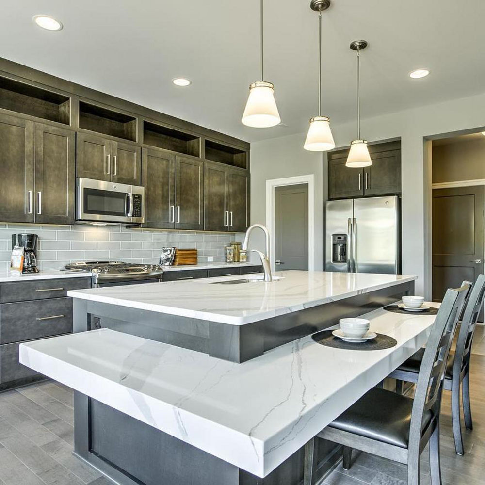 Industrial Loft Kitchen With Turquoise Cabinets and Lime Green Backsplash, Beauty Is Abundant