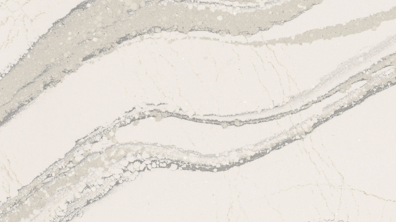 Detailed view of Cambria Brittanicca™ quartz countertop design