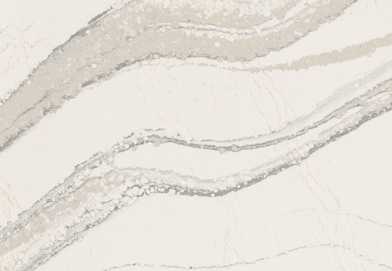 Detailed view of Cambria Brittanicca™ quartz countertop design