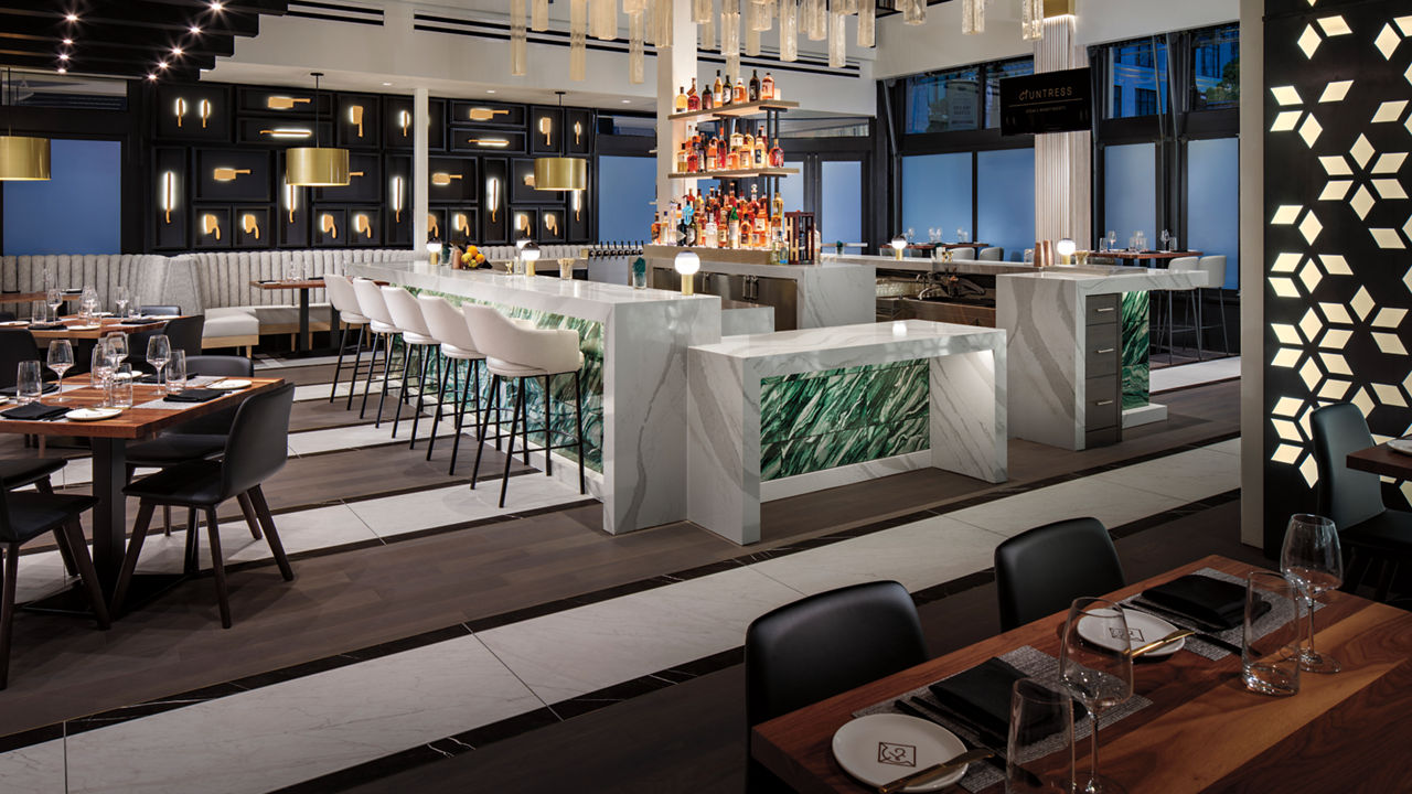 Brittanicca quartz bar in a restaurant