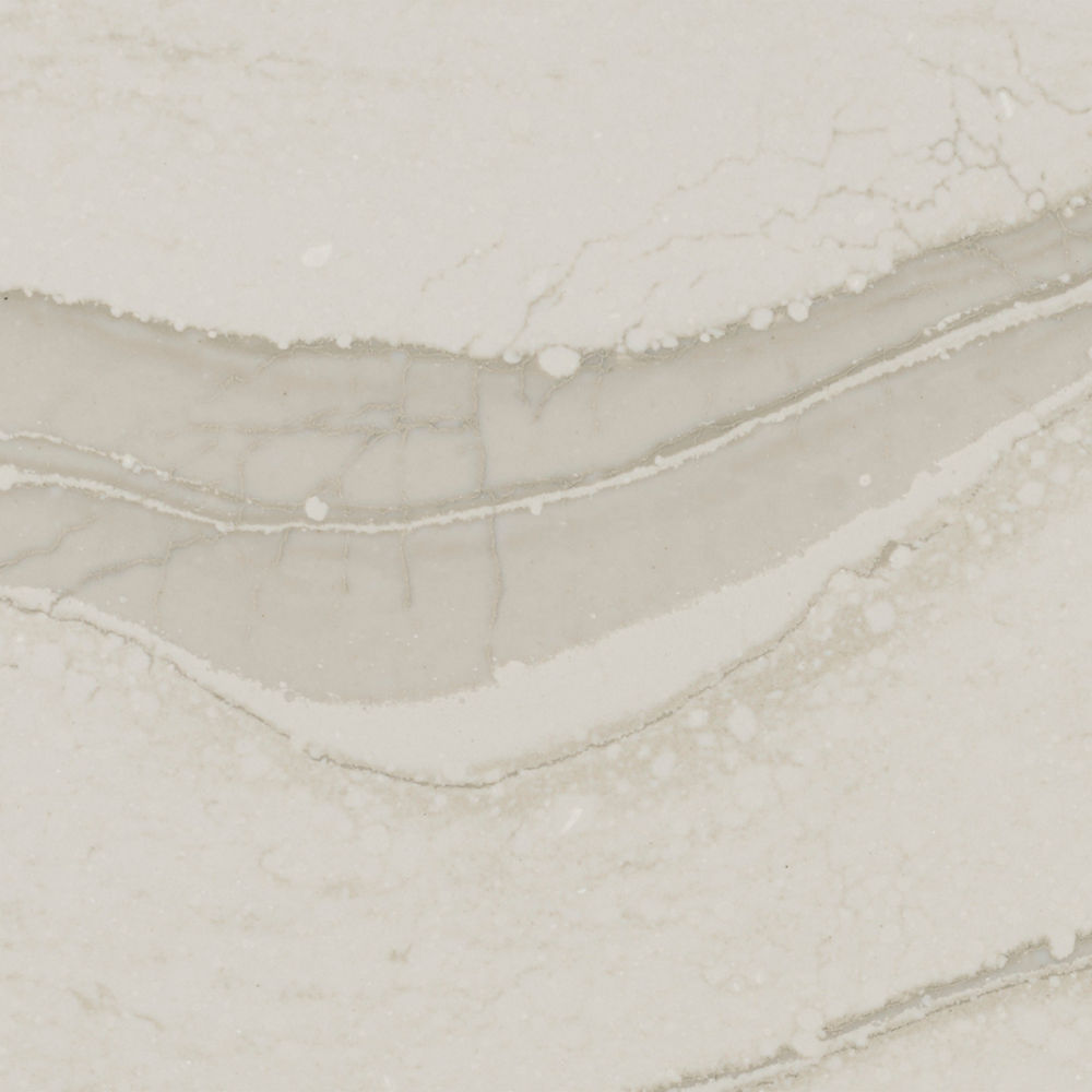 Detailed view of Cambria Brittanicca Warm™ quartz countertop design