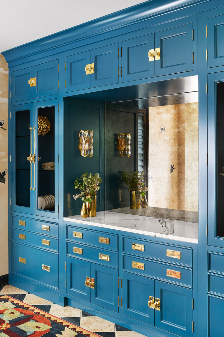 Cambria Clovelly quartz custom coffee bar countertop in the Lake Forest Showhouse