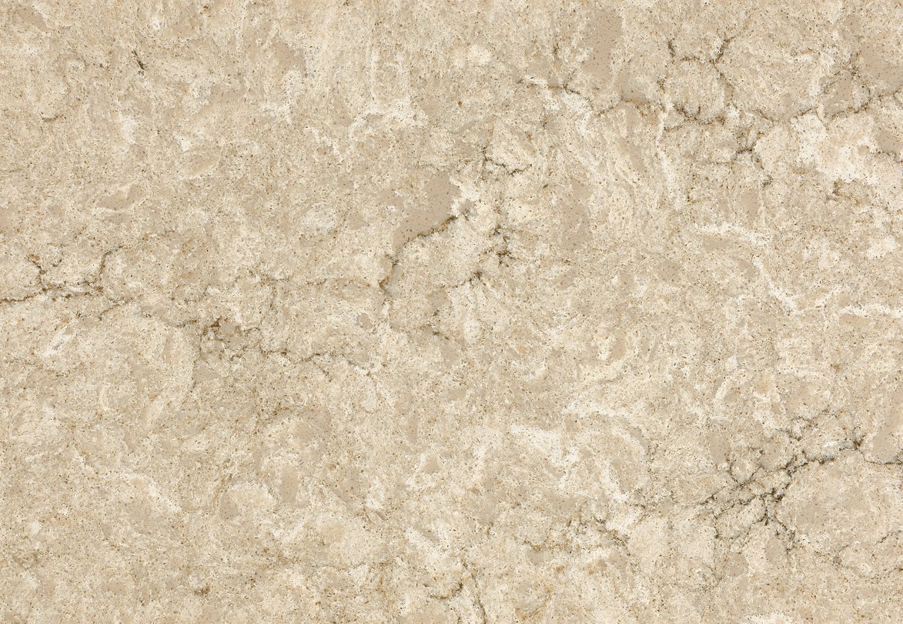 Detailed view of Cambria Copeland quartz countertop