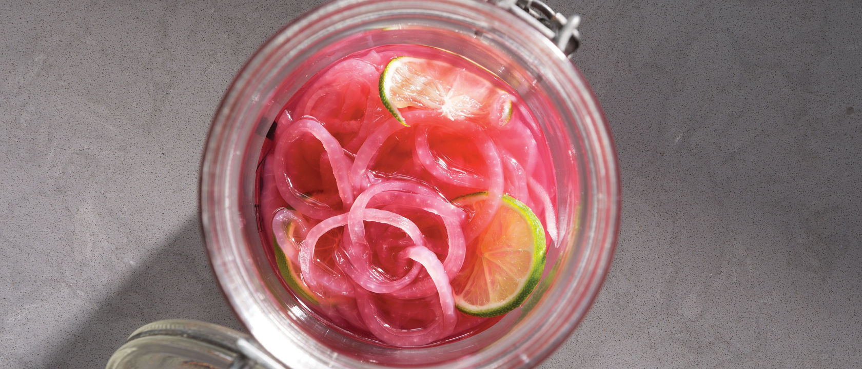 Pickled pink onions on Carrick Matte