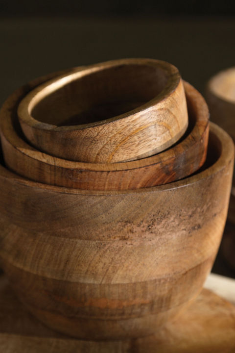 Wooden nesting bowls