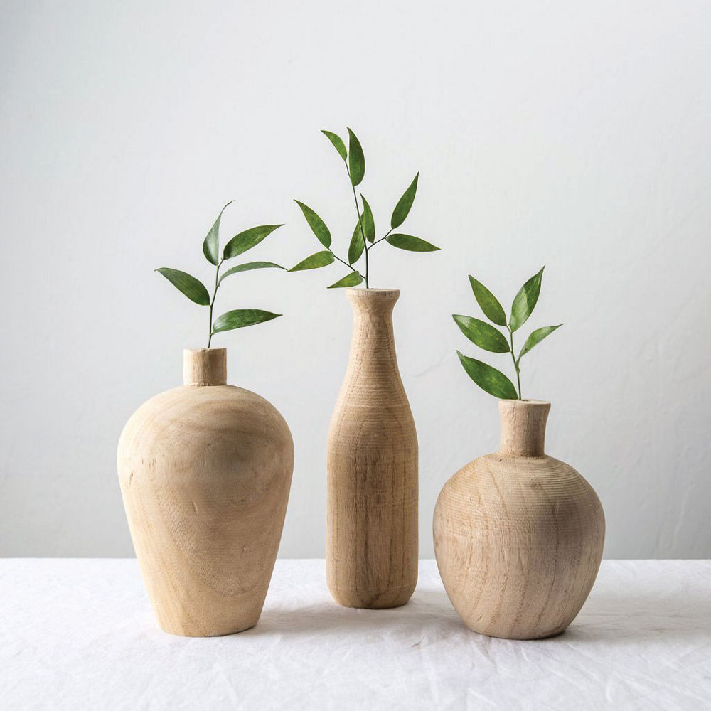 Paulownia wood vases