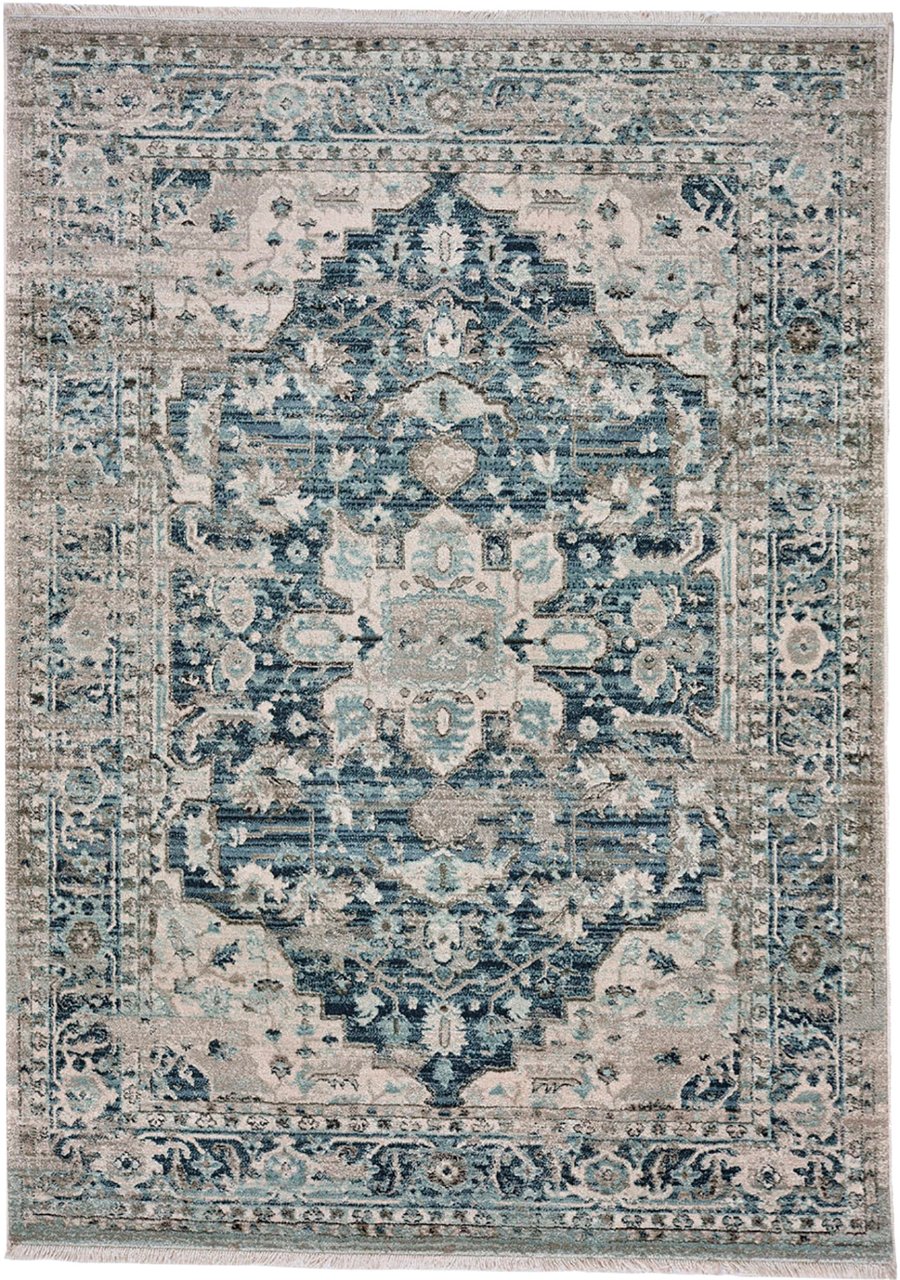 Alden-Medallion Slate Blue Woven Area Rug
