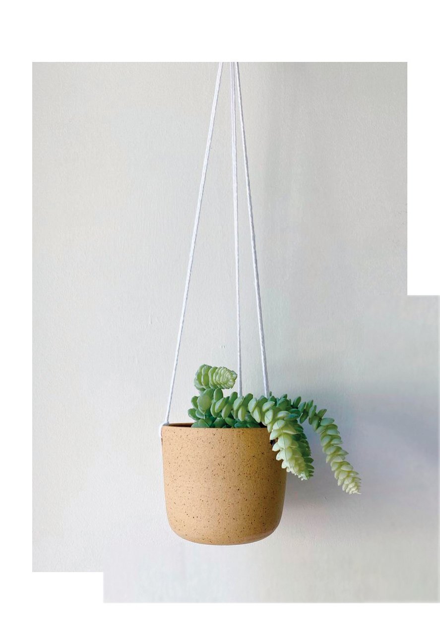 Natural Stoneware Hanging Planter