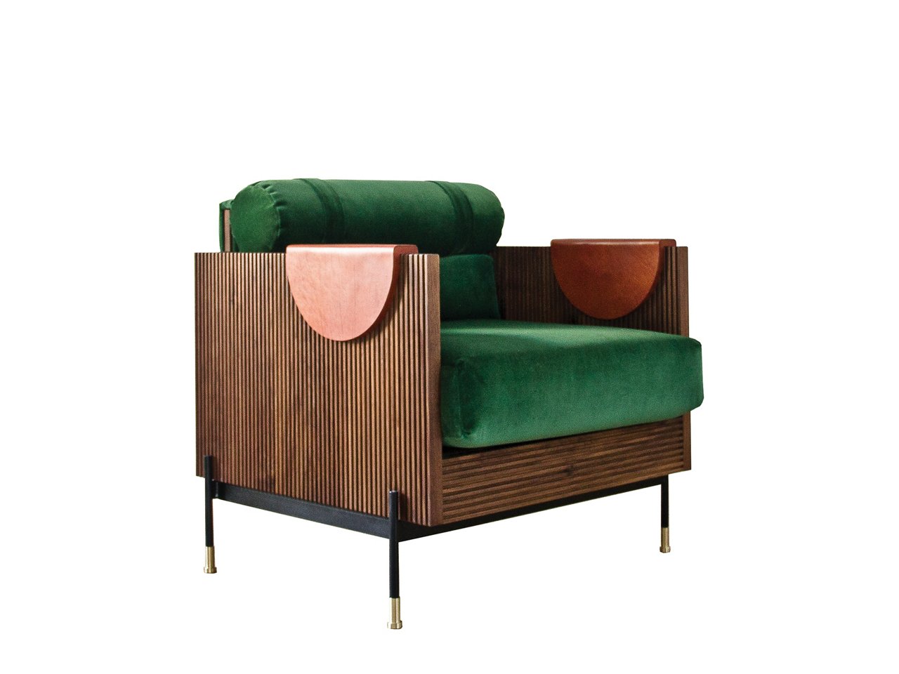 Fluted Chair in Emerald Green