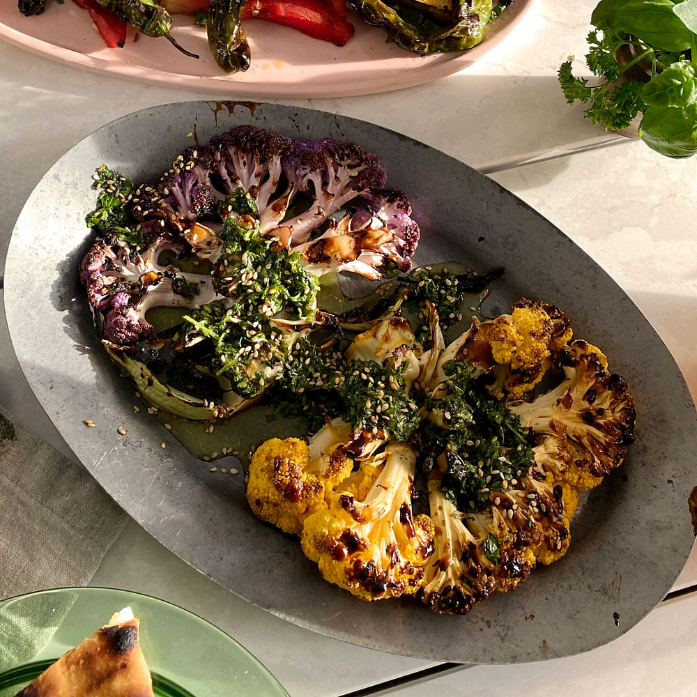 Grilled Teriyaki Cauliflower Steaks With Asian Gremolata