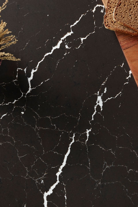 Detailed view of Cambria Delamere™ quartz countertop design