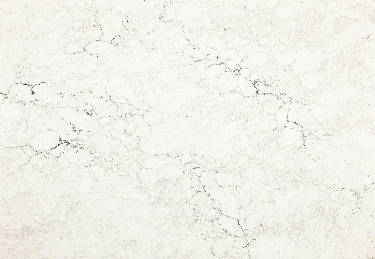 Detailed view of Cambria Dovestone™ quartz countertop design