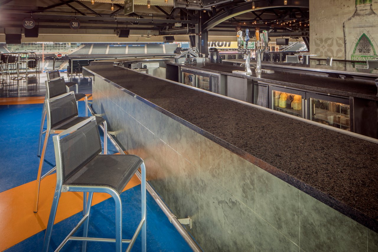 New York Met's Hornitos Bar, topped with brown quartz countertops