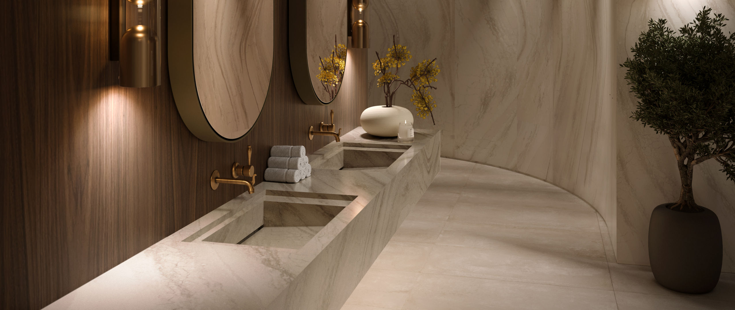 everleigh warm quartz bathroom 