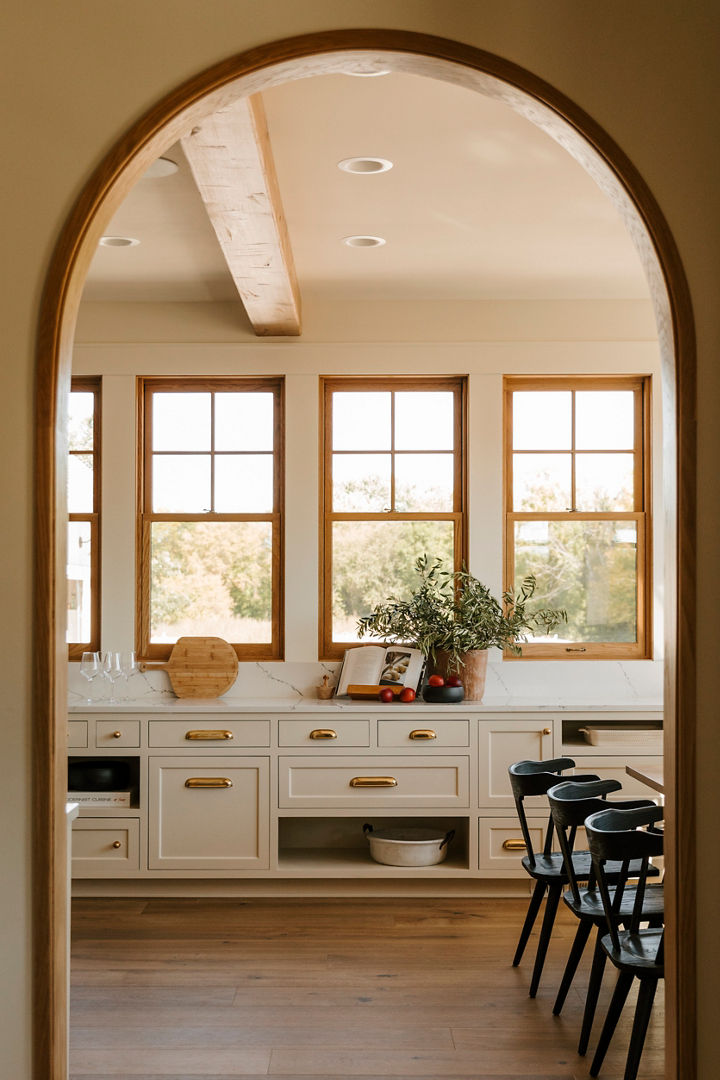 A doorway going into the kitchen with Hawksmoore quartz countertops
