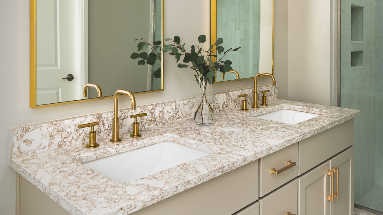 Bathroom featuring Hermitage countertops