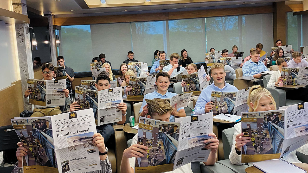 Cambria interns reading The Post