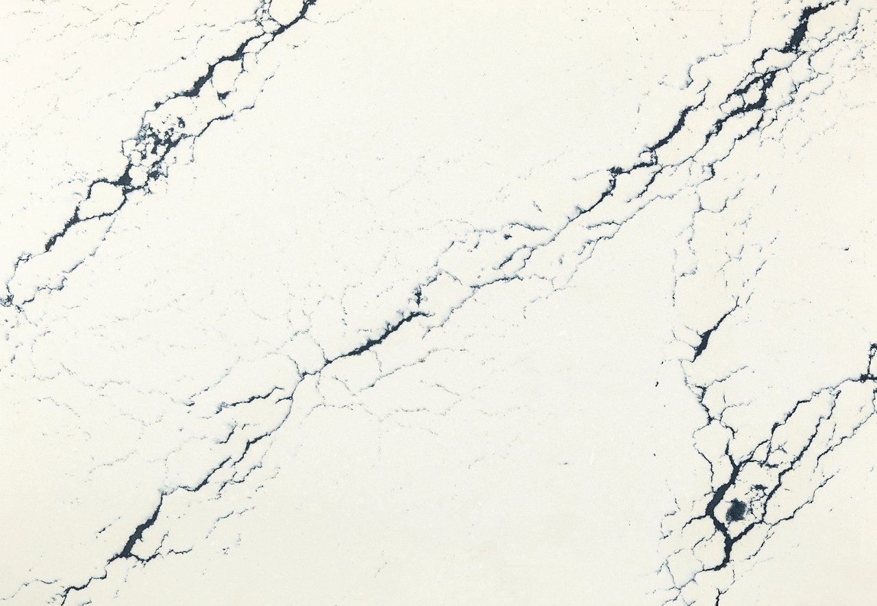 Detailed view of Cambria Inverness Cobalt™ quartz countertop design