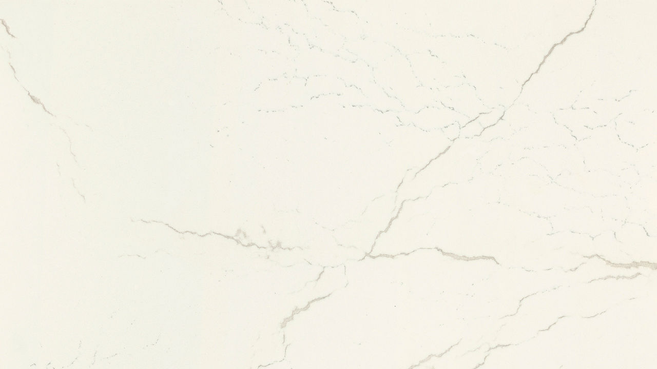 Detailed view of Cambria Inverness Frost™ quartz countertop design