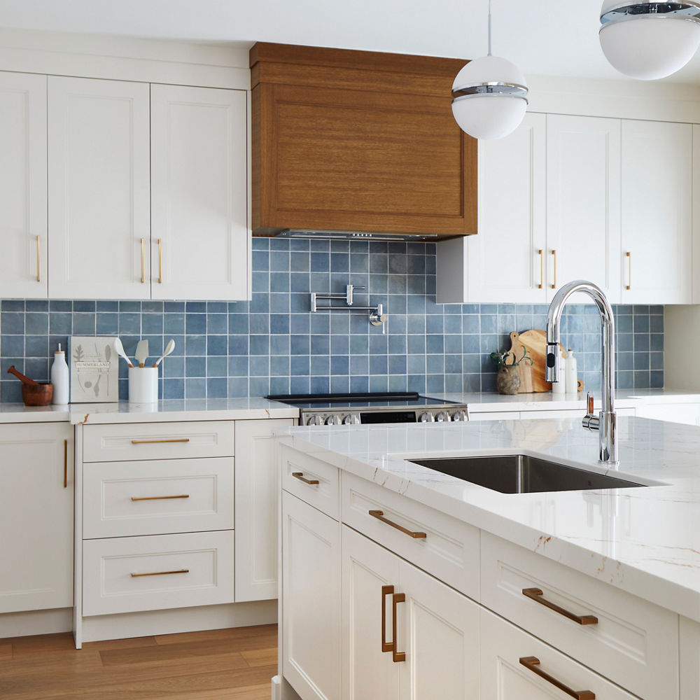 White Kitchen With Brass Accents Design Ideas