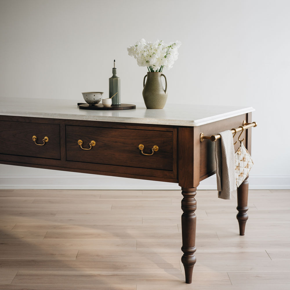 ironsbridge quartz table top on jean stoffer island