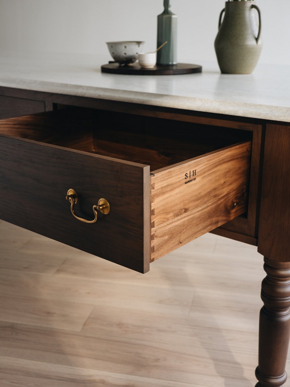 The Morris Work Table shown with Cambria Ironsbridge