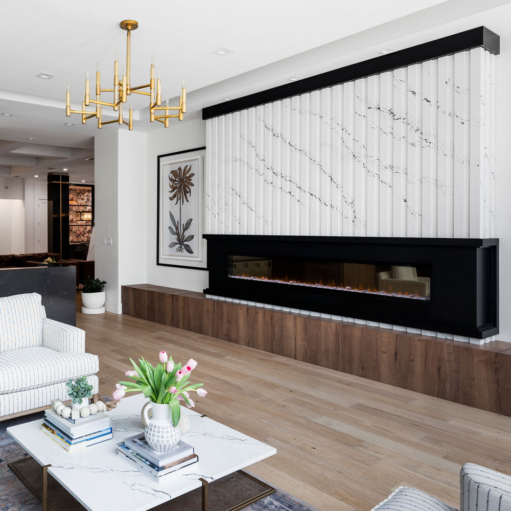 A large living room with an Ivybridge custom quartz application
