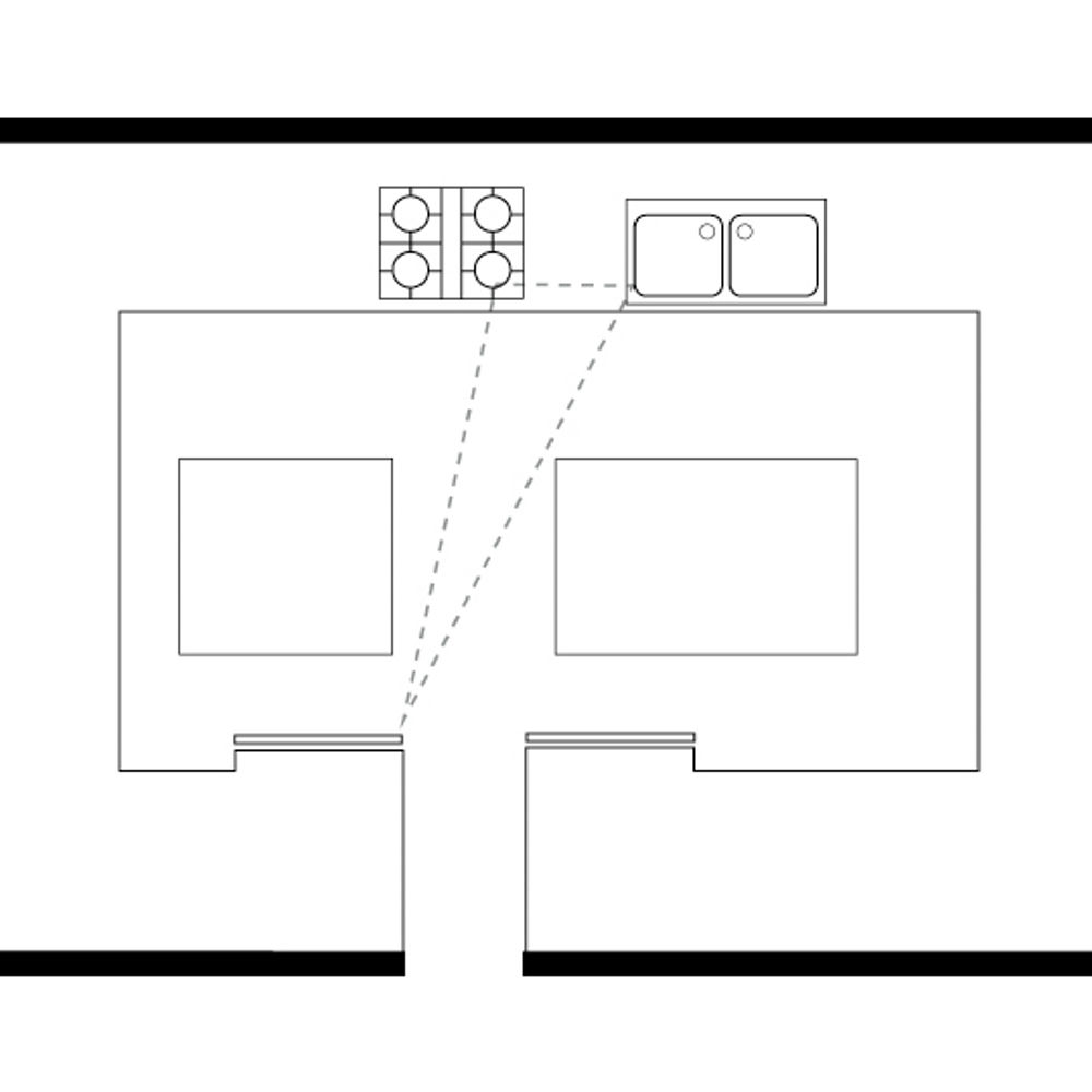 A double island kitchen layout diagram