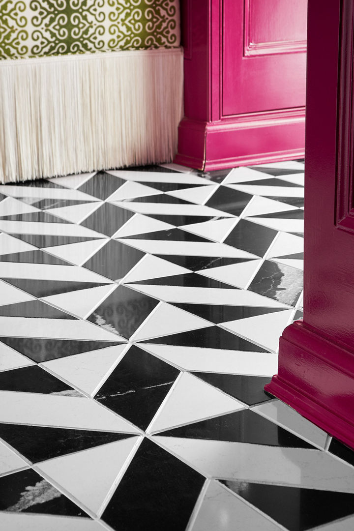 Cambria Mersey and Smithfield quartz tiled floor in the Lake Forest Showhouse