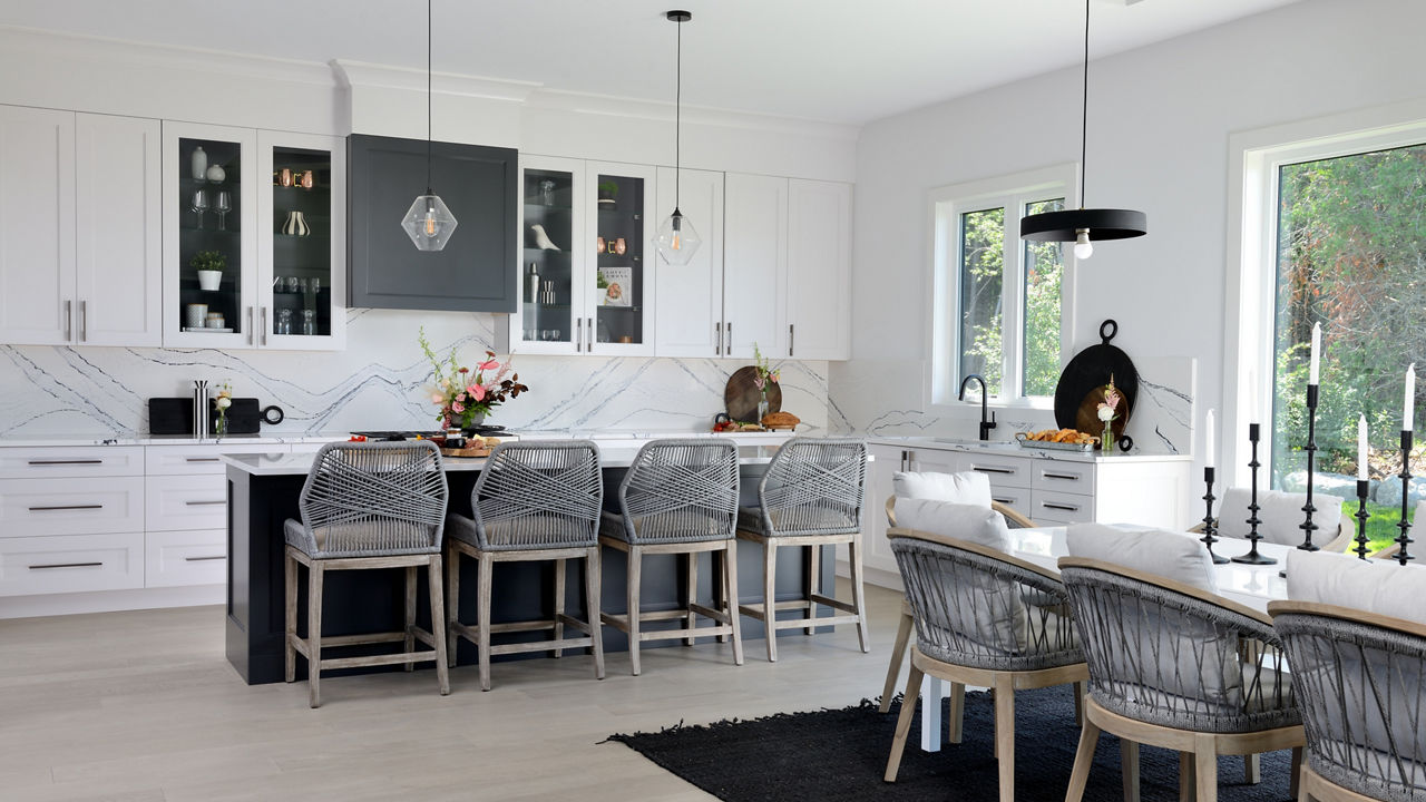 Cambria Portrush quartz countertops in a modern kitchen.