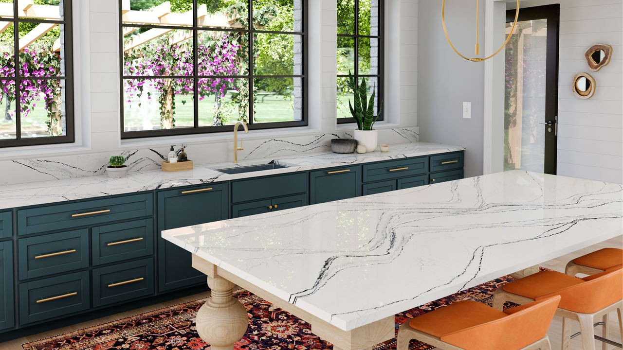 Cambria Portrush countertops in a charming kitchen.