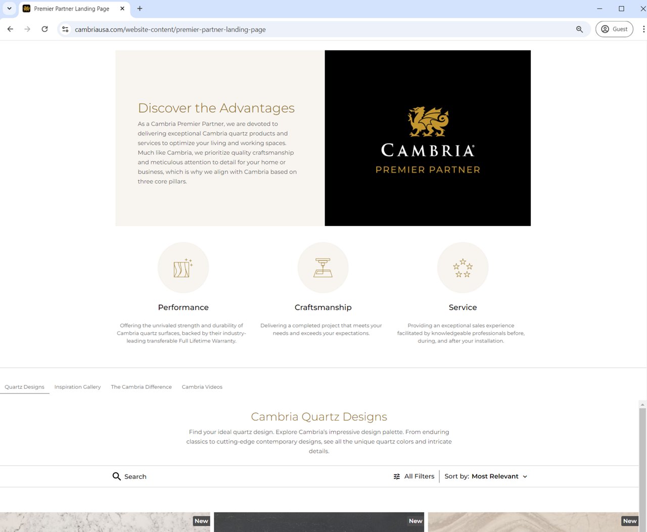 Preview of the Premier Partner landing page experience