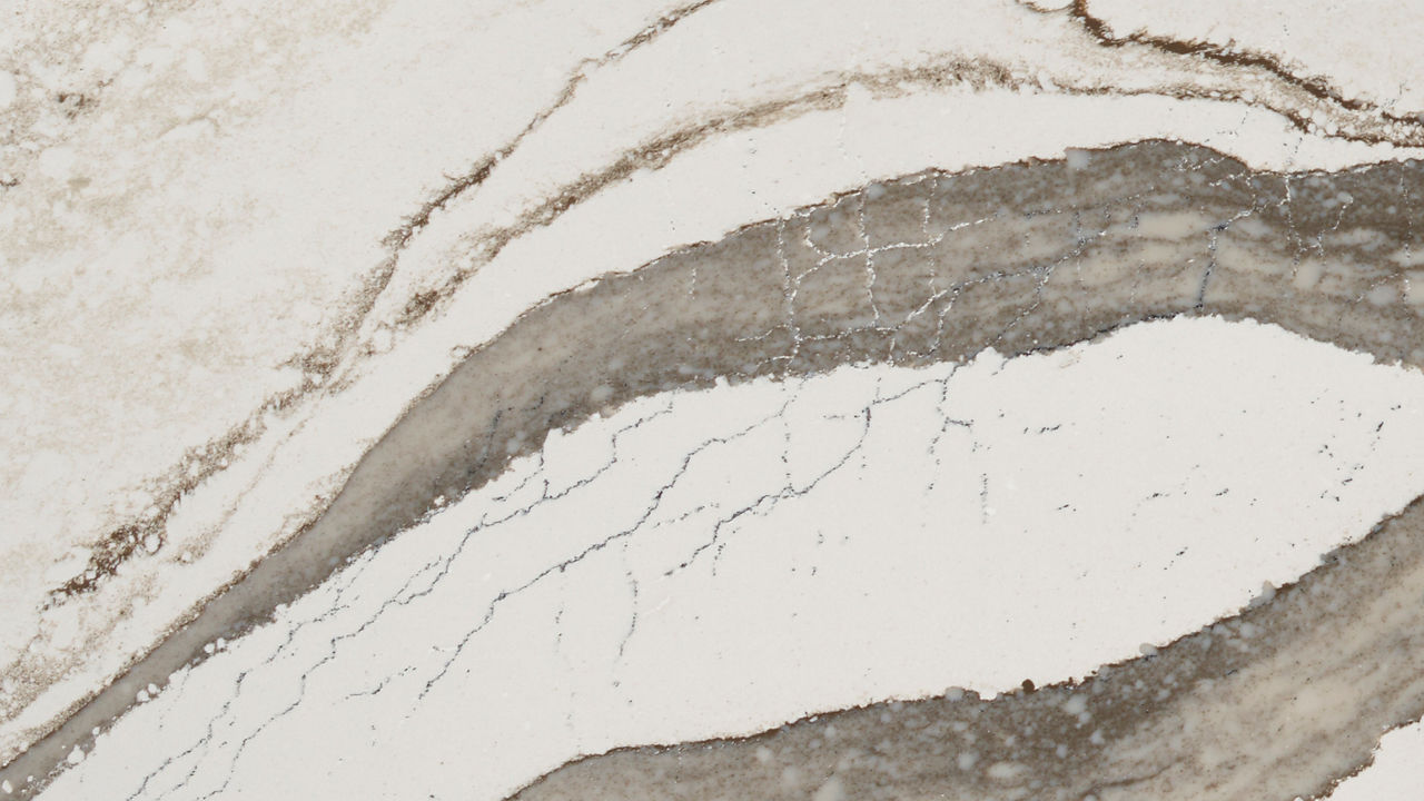 Detailed view of Cambria Skara Brae™ quartz countertop design