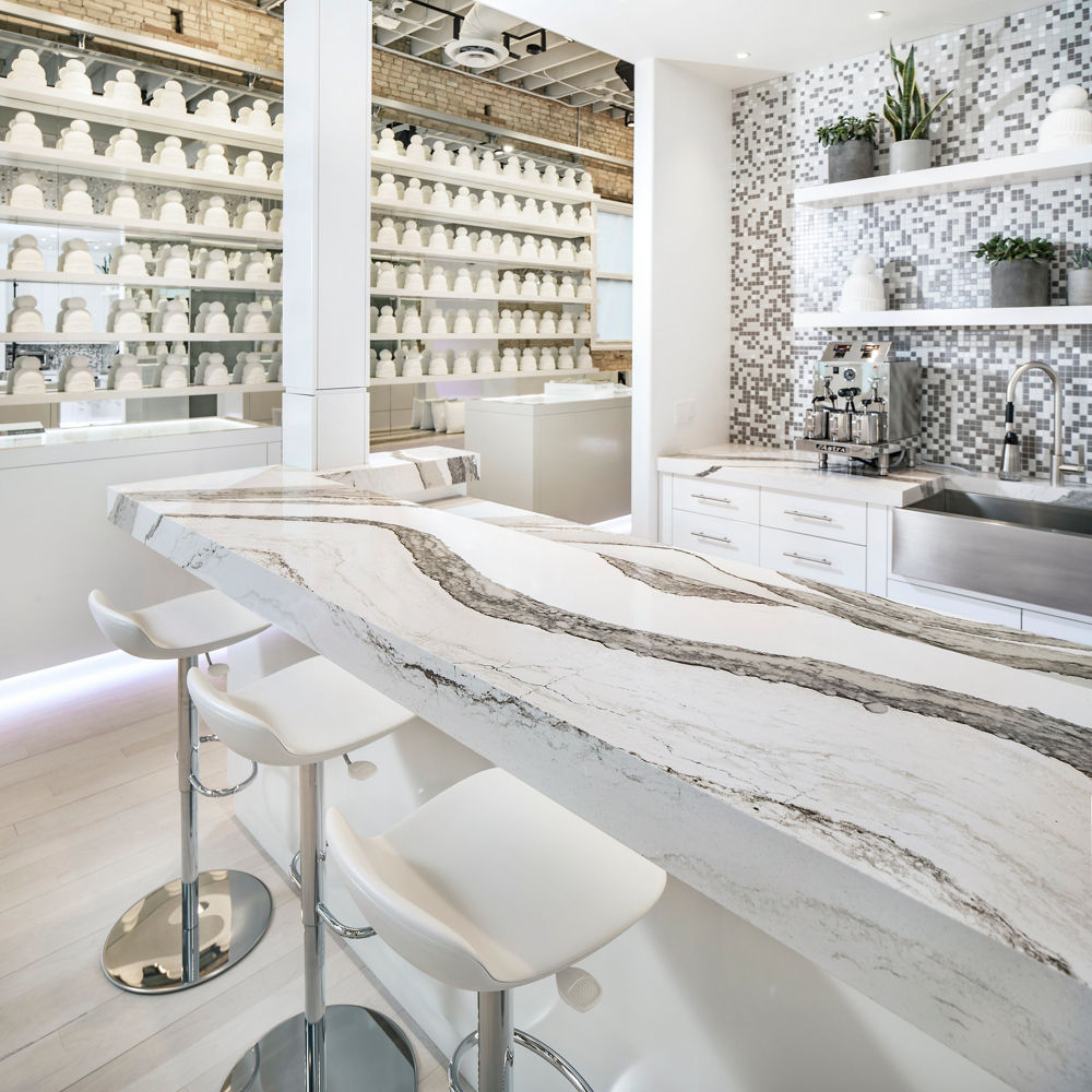 Love Your Melon retail store with Skara Brae quartz countertops