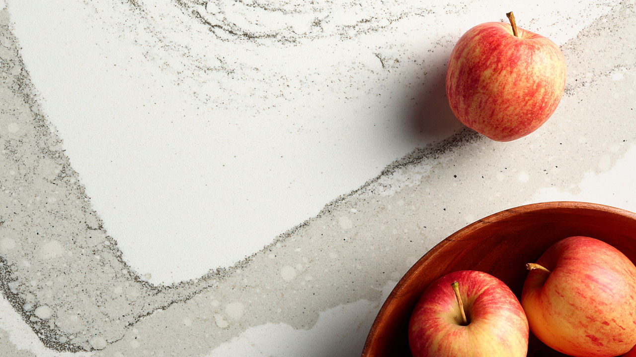 a close up view of Cambria's Southport™ quartz countertops.