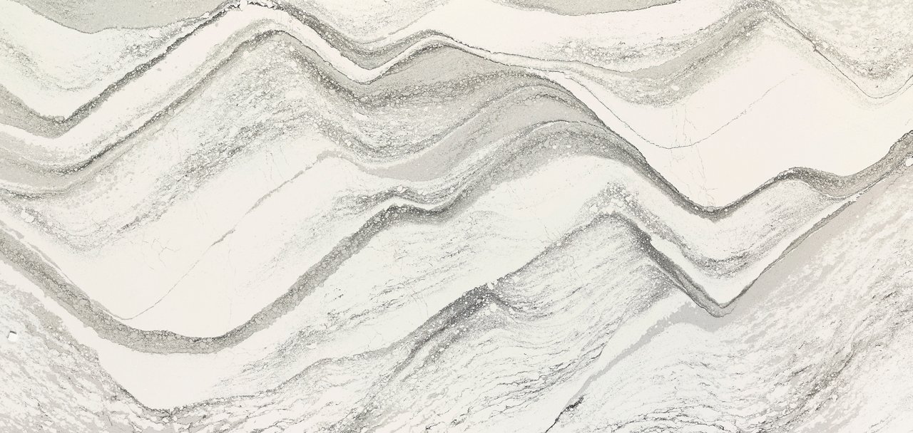 Slab view of Cambria Southport™ quartz countertop design